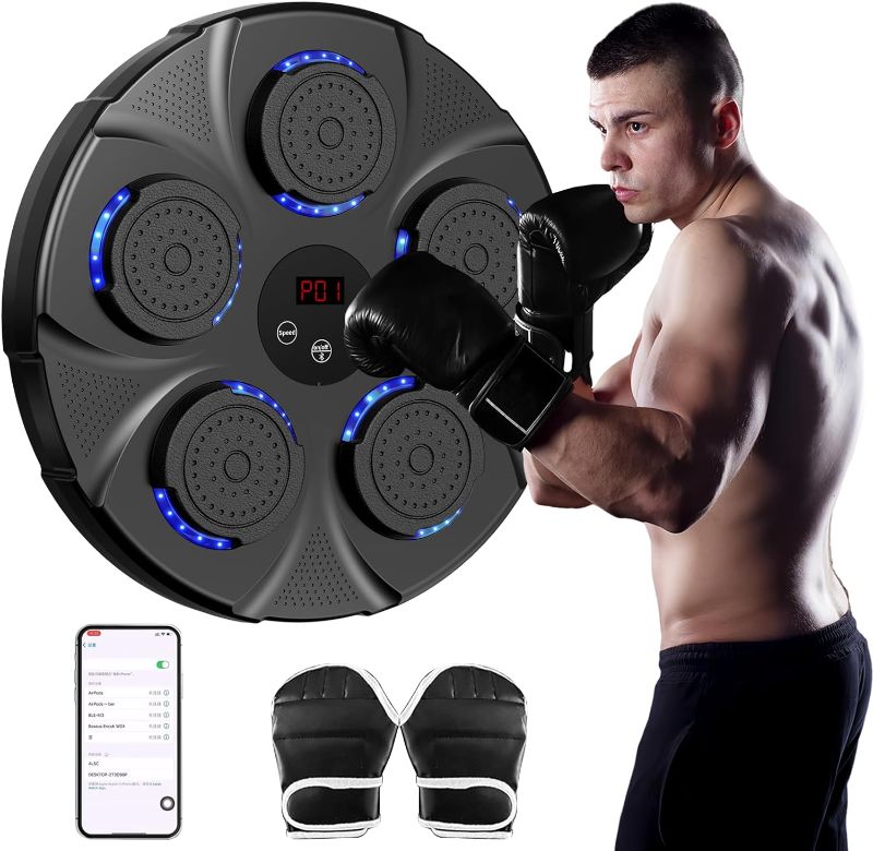 Photo 1 of 2024 Upgrade Intelligent Music Boxing Machine? Electronic Boxing Machine with Boxing Gloves?Bluetooth Boxing Machine with Smart Display Screen?Boxing Machine Wall Mounted Music for Adults
