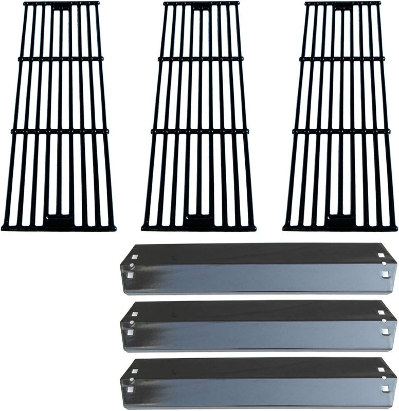 Photo 1 of Direct store Parts Kit DG234 Heat Plates & Cast Iron Cooking Grid Replacement for Chargriller 3001 3030 4000 5050 5072,5252, 5650 Grill Models; fits for King Griller 3008,5252 Gas Grill
