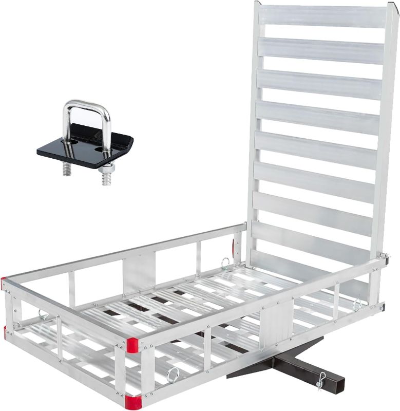 Photo 1 of MaxxHaul 80779 50" x 29.5" Trailer Hitch Mount Aluminum Cargo Carrier With High Side Rails With 47" Ramp For RV's, Trucks, SUV's, Vans, Cars - 500 lb. Capacity
