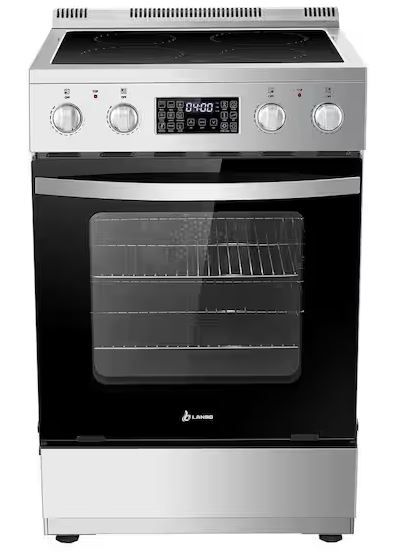 Photo 1 of LANBO 24 in. 4 Element Freestanding Single Oven Electric Range in Stainless Steel with Air Fry, Rotisserie and True Convection
