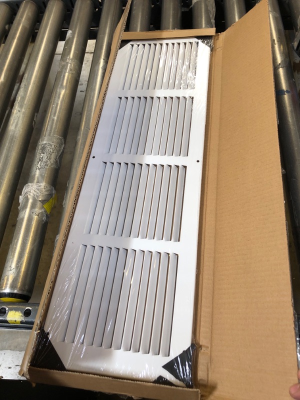 Photo 2 of 24"W x 6"H [Duct Opening Measurements] Steel Return Air Grille | Vent Cover Grill for Sidewall and Ceiling, White | Outer Dimensions: 25.75"W X 7.75"H for 24x6 Duct Opening Duct Opening Size: 24"x6"