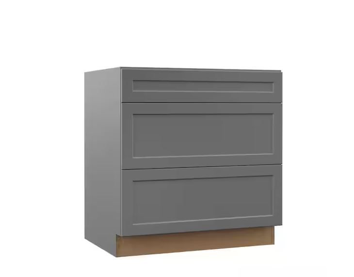 Photo 1 of Hampton Bay -Designer Series Melvern Storm Gray Shaker Assembled Pots and Pans Drawer Base Kitchen Cabinet (33x34.5x23.75 in.)