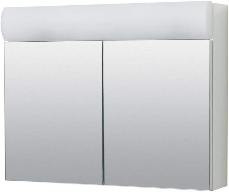 Photo 1 of Zenith 23.25 in. W x 18.63 in. H x 5.88 in. D Surface Mount Lighted Frameless Bi-View Medicine Cabinet in White