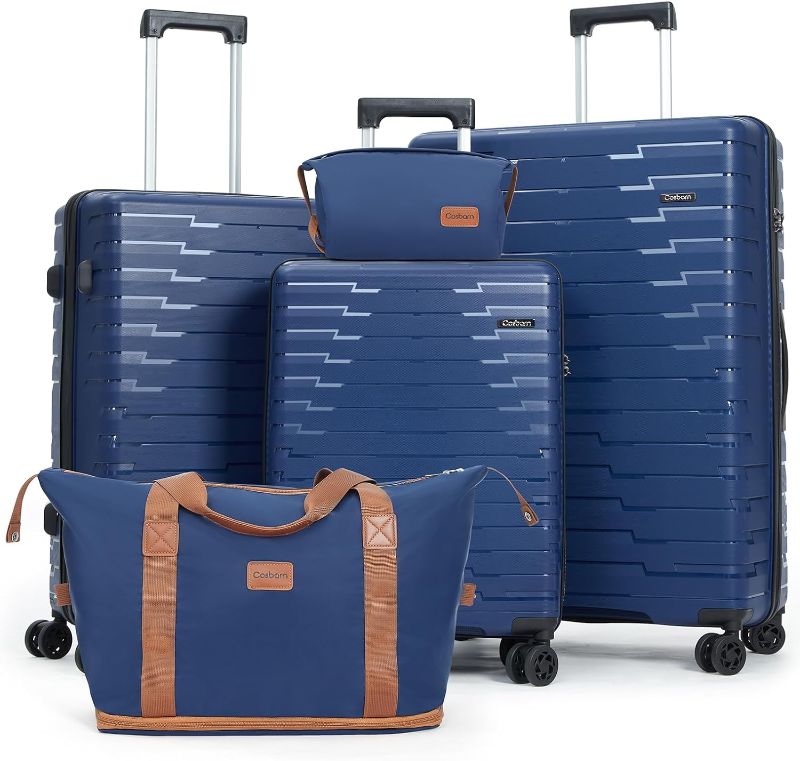 Photo 1 of Luggage Sets 5 Piece, Suitcases with Wheels, PP Hard Case Luggage with Upgraded Shock-absorbing Spinner Wheel&TSA Lock, Carry On Luggage Set (Navy, 20/24/28 inch)
