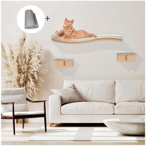 Photo 1 of Cat Shelf-Cat Shelves for Wall Large Cats Set, 35' Curved,Cat Wall Mounted Shelves and Perches,Cat Shelf for Wall,Cat Shelves for Wall,Cat Wall Bed,Wall Mounted Cat Furniture,Cat Wall Shelves
