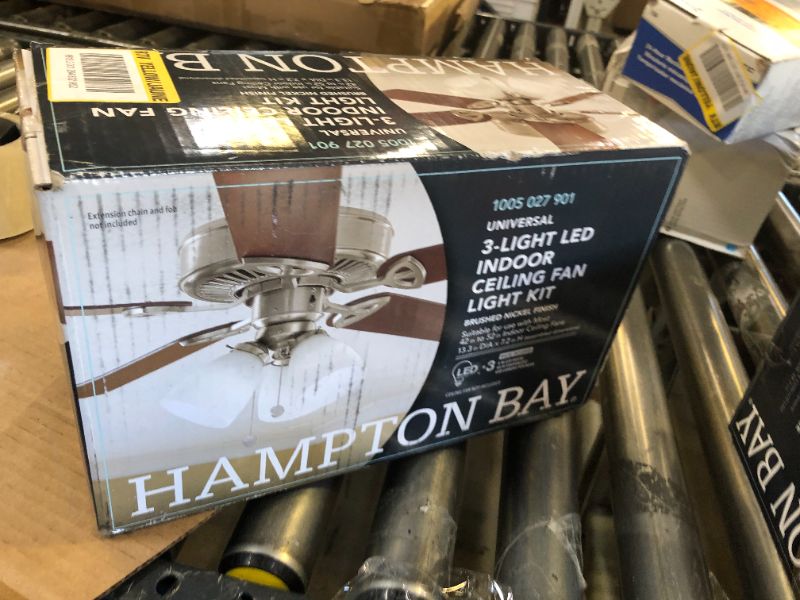 Photo 1 of 3-Light Brushed Nickel Ceiling Fan Shades LED Light Kit