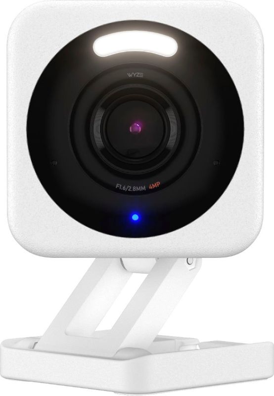 Photo 1 of Wyze Cam V4 2.5k QHD WiFi, Indoor/Outdoor, Wired Security Camera with Color Night Vision - White - White
