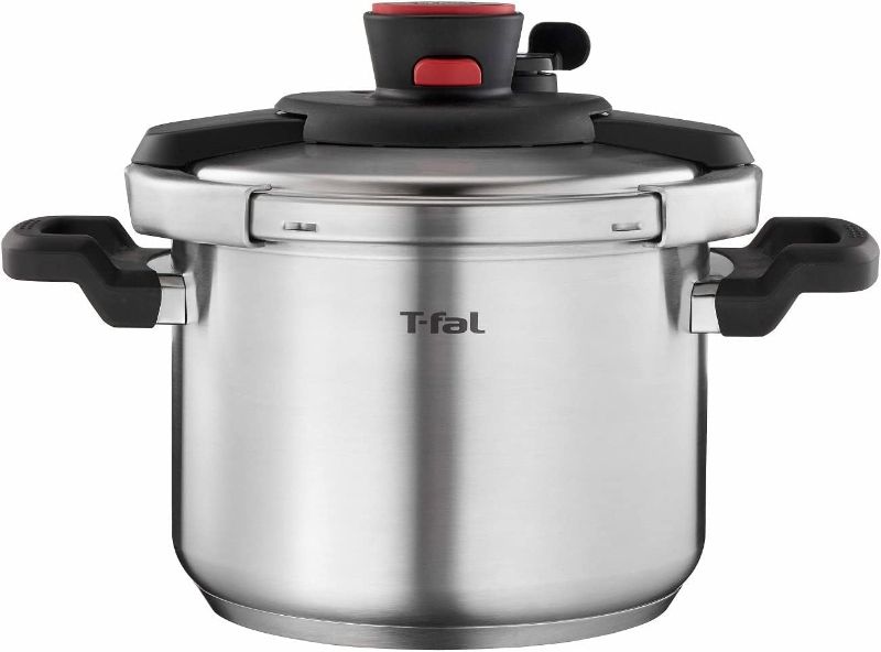 Photo 1 of T-fal Clipso Stainless Steel Pressure Cooker 6.3 Quart Induction Cookware, Pots and Pans, Dishwasher Safe Silver Easy Open Pressure Cooker 6.3-Quart