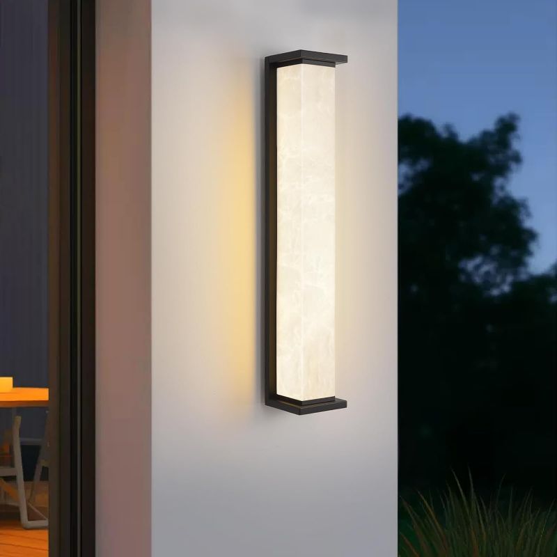 Photo 1 of Outdoor Wall Sconce LED 24W Modern Porch Lights Exterior Light Fixture Black with Marble Texture Wall Lighting IP65 Waterproof for Patio,Garage,House (31.7in-3000K)
