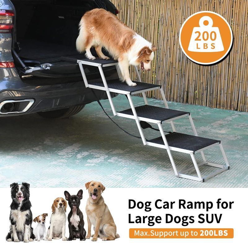 Photo 1 of Extra Wide Dog Car Ramp for Large Dogs, LOOBANI Lightweight Dog Stairs Support up to 200lbs, Dog Ramp with Increased Nonslip Surface, Pet Ramp Help Your Senior Dog Easy Get In & Out of SUV, Truck
