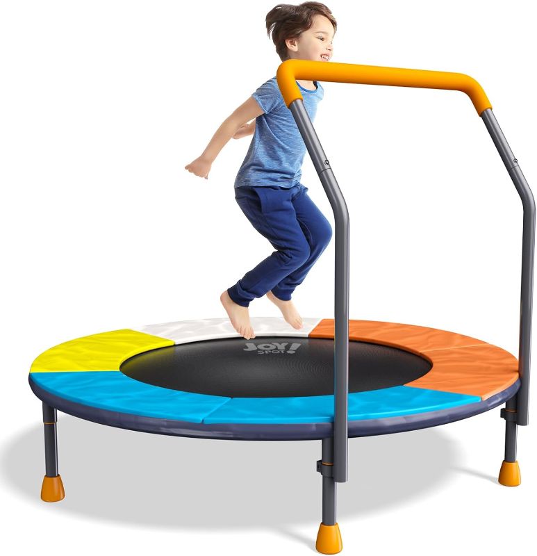 Photo 1 of 3FT Foldable Trampoline for Kids, 36” Mini Small Trampoline with Handle Bar Indoor|Outdoor, Height-Adjustable|Max Load 150LBS,Toddler Baby Jumping Mat,Fitness Recreational Trampoline Birthday Gift
