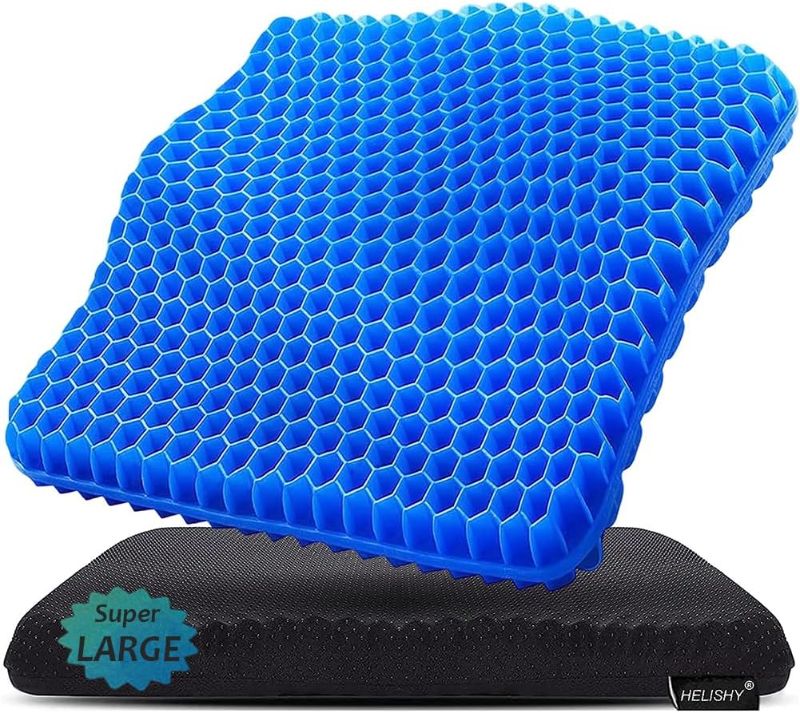 Photo 1 of Gel Seat Cushion, Super Large Gel Cushion Chair Pads with Non-Slip Cover for Home Office Car Seat Wheelchair, Soft Breathable Honeycomb Seat Cushion for Relieve Hip Pain, As Seen On TV
