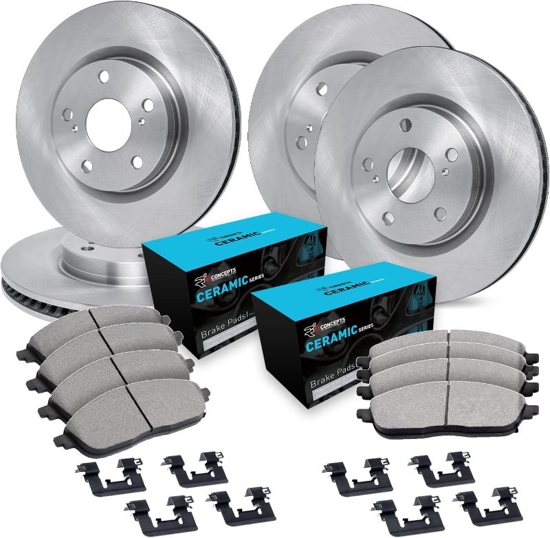 Photo 1 of R1 Concepts Front Rear Brakes and Rotors Kit |Front Rear Brake Pads| Brake Rotors and Pads| Ceramic Brake Pads and Rotors |Hardware Kit WFWH2-39011
