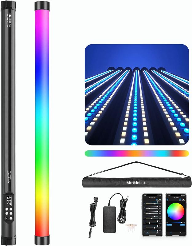 Photo 1 of TLX2 RGB Tube Light LED Full Color Portable Video Light with APP DMX Control 2 ft 2800K-8000K CRI96 TLCI97 360° RGB CCT HSI Mode 10 Customizable Light Effects Built in Rechargeable Battery
