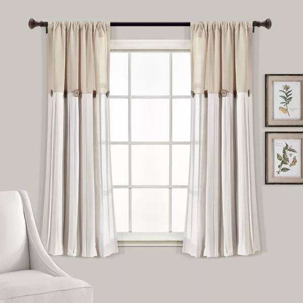 Photo 1 of Lush Decor Linen Button Window Curtain Panel Linen Single 40X45