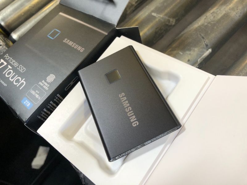 Photo 3 of SAMSUNG T7 Touch Portable SSD 2TB ,up to 1050MB/s, USB 3.2 External Solid State Drive, Black (MU-PC2T0K/WW)
