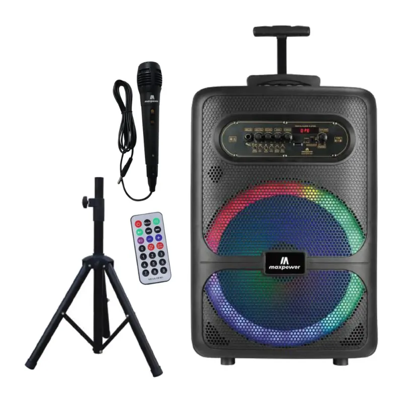 Photo 1 of Max Power DJ Speaker - MPD1223-ROAR Portable Sound System -Bluetooth Multi LED Light Speaker Set Perfect for Indoor and Outdoor - PA Speaker System with Remote, Microphone and Speaker Stand