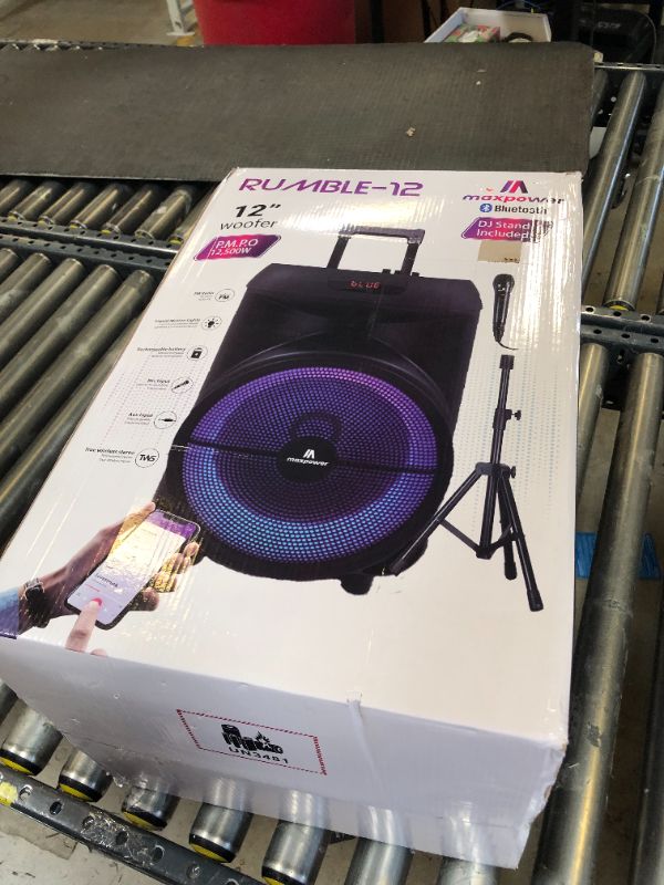 Photo 3 of Max Power MPD892-RUMBLE 12 karaoke Bluetooth speaker portable wired mic trolley speaker 12" Woofer