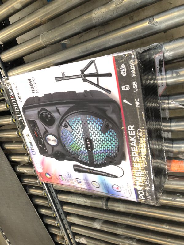 Photo 1 of AUDIOBOX ABX-82S Portable 8" PA Speaker with Stand, WaveSync™ Technology, Bluetooth, LED Lights, 1100W - Includes Microphone & USB Cable