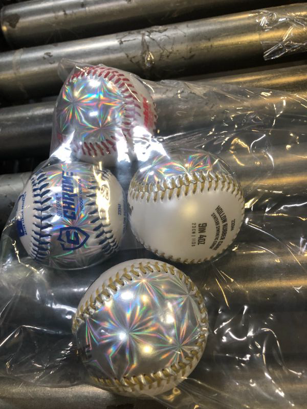 Photo 1 of FRANKLIN Soft Strike Chrome Baseball 9IN 4OZ HOLLOW RUBBER CORE - 4 PACK 
