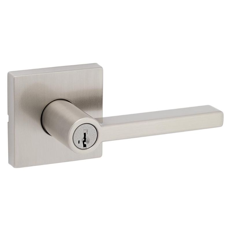 Photo 1 of Halifax Square Satin Nickel Keyed Entry Door Handle Lever Featuring SmartKey Security
