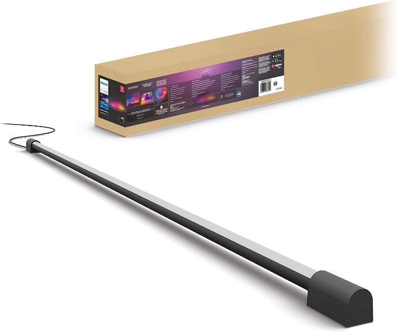 Photo 1 of Philips Hue Large Smart Light Tube, Black - White and Color Ambiance LED Color-Changing Light - 1 Pack - Sync with TV, Music, and Gaming - Requires Bridge and Sync Box - Control with App or Voice Large Tube Black