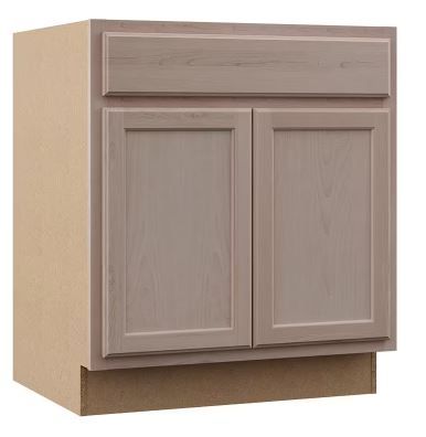 Photo 1 of 30 in. W x 24 in. D x 34.5 in. H Assembled Sink Base Kitchen Cabinet in Unfinished with Recessed Panel
