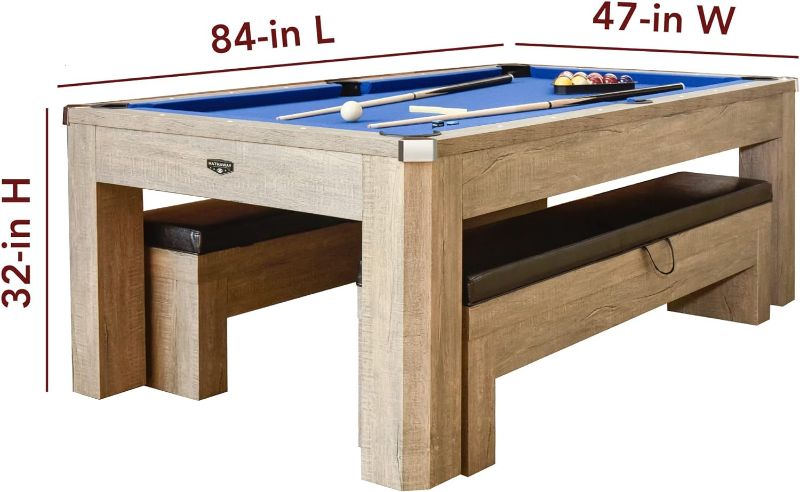 Photo 1 of Hathaway Newport 7-ft Pool Table Combo Set with Benches - Rustic Grey -- SEALED, 2 BOXES 