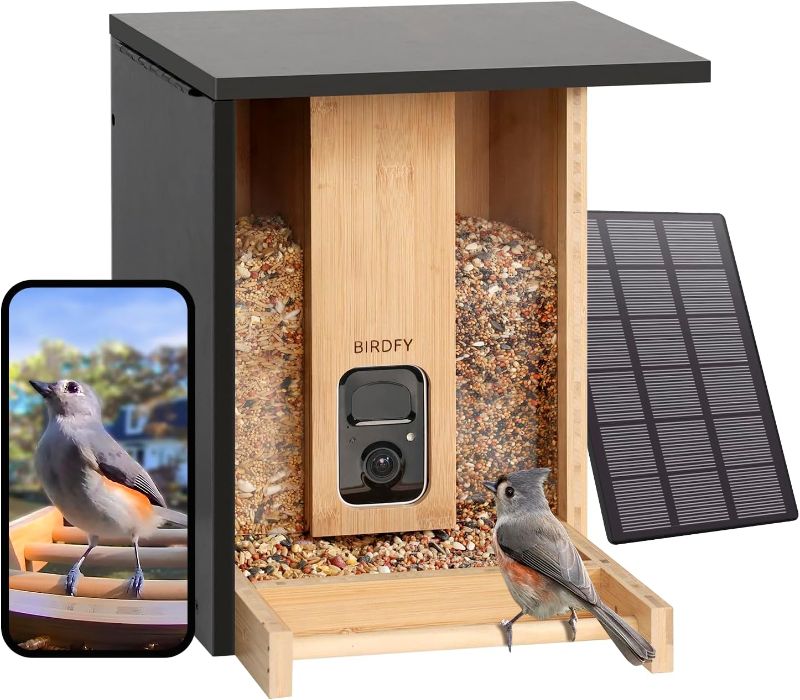 Photo 1 of NETVUE Birdfy® Upgraded Smart Bird Feeder Camera Solar Powered, Auto Capture Birds & Notify in Time, Powerful AI Recognition, Eco-Friendly & Renewable Bamboo Wood Bird Feeder Camera, Ideal Gift