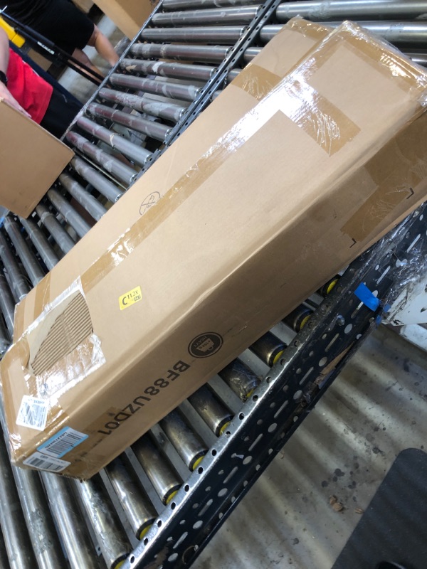 Photo 1 of HOOBRO Kitchen Island with Power Outlet, Kitchen Storage Island with Large Worktop, Spice Rack and Drawer, Rolling Kitchen Cart on Wheels, for Kitchen and Dining Room, Rustic Brown and Black BF88UZD01 Rustic Brown + Black