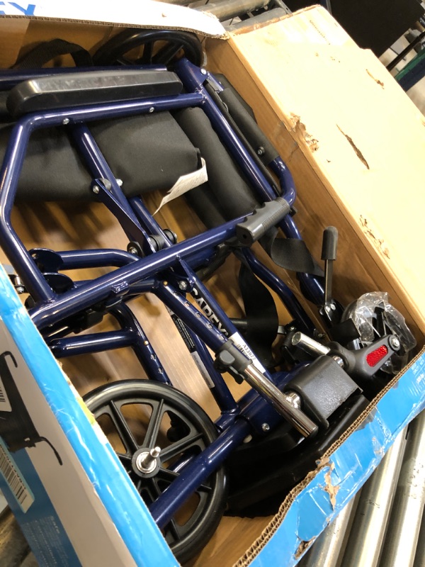 Photo 1 of Carex Transport Wheelchair With 19 inch Seat - Folding Transport Chair with Foot Rests - Foldable Wheel Chair for Travel and Storage, 1 Count