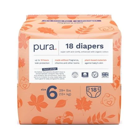 Photo 1 of Pura Sensitive Soft Sustainable Diapers Size 6 18 Count (Choose Your Size and Count)
