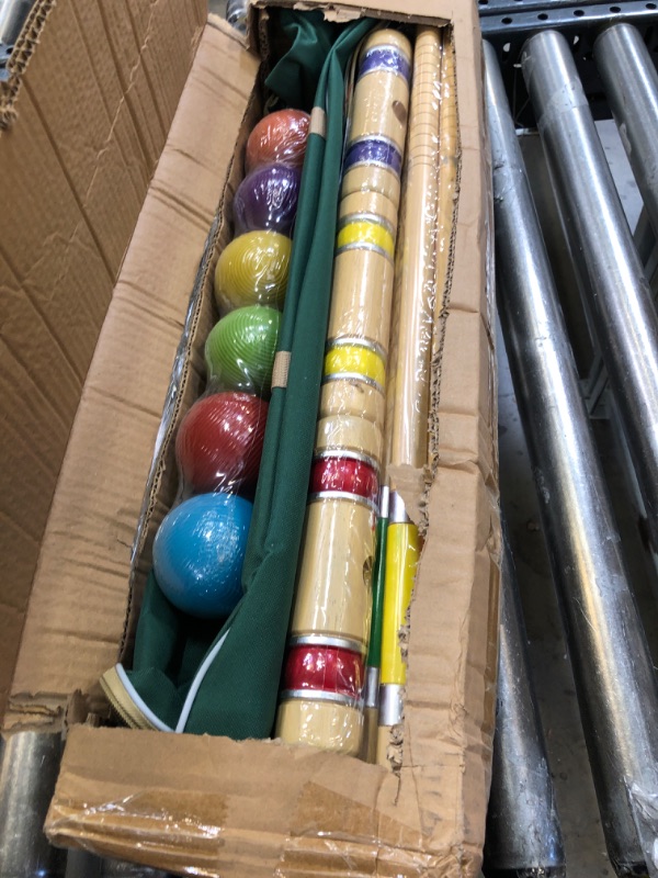 Photo 2 of ApudArmis Six Player Croquet Set with Premiun Rubber Wooden Mallets 28In,Colored Ball,Wickets,Stakes - Lawn Backyard Game Set for Adults/Teenagers/Family (Large Carry Bag Including)