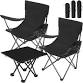 Photo 1 of Purpeak 3 Pcs Folding Camping Chairs with Camp Table Portable Lawn Chairs Lightweight Beach Chairs Outdoor Collapsible Chair with Mesh Cup Holder for Travel Outside Camp Beach Fishing Sports (Black)