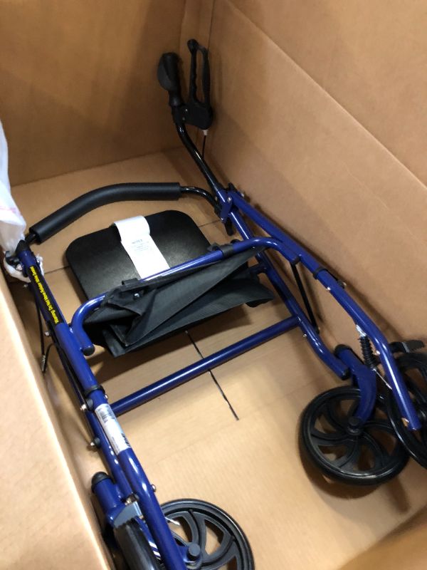 Photo 2 of Drive Medical 10257BL-1 4-Wheel Rollator Walker With Seat & Removable Back Support, Blue