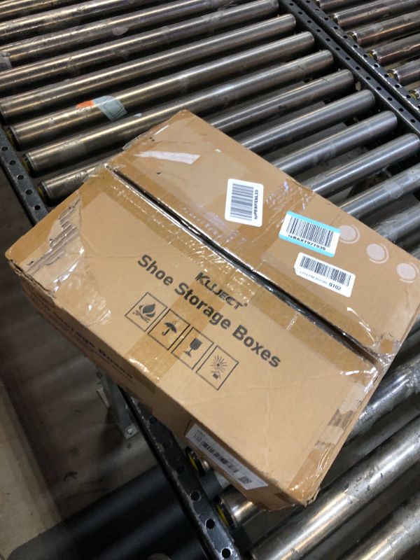 Photo 1 of Kuject 12 Pack Shoe Storage Boxes, Clear Plastic Stackable Shoe Organizer for Closet, Connect Left and Right Shoe Boxes Case Container Bin for Entryway, Drop Front, Fit for Size 10(White)