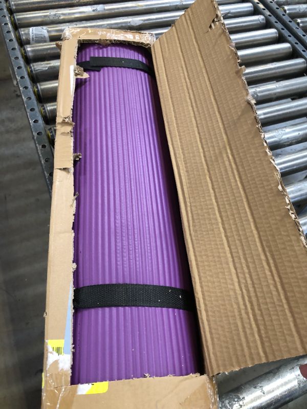 Photo 2 of Gaiam Essentials Thick Yoga Mat Fitness & Exercise Mat with Easy-Cinch Yoga Mat Carrier Strap, 72"L x 24"W x 2/5 Inch Thick Purple