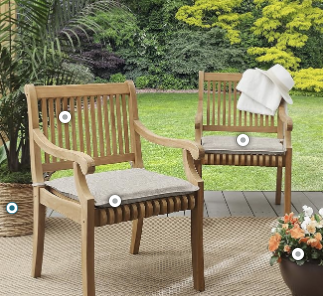 Photo 1 of Sunbrella Indoor/Outdoor Corded Chair Pad Set, 19 in x 16 in x 2 in, Cast Silver