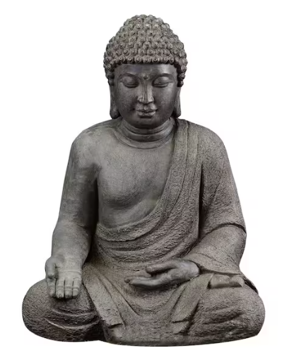 Photo 1 of 18.5 in. H Gray MgO Meditating Buddha Religious Outdoor Garden Statue
