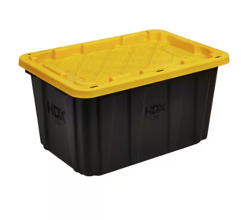 Photo 1 of 27 Gal. Tough Storage Tote in Black and Yellow
