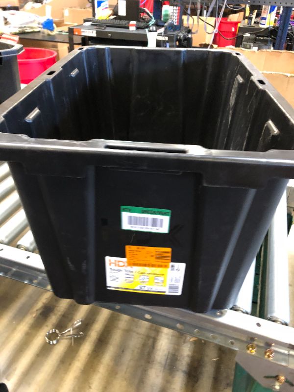 Photo 1 of 27 Gal. Tough Storage Tote in Black and Yellow

