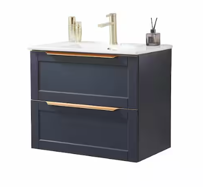 Photo 1 of 30 in. W x 18 in. D x 24 in . H Modern Floating Bathroom Vanity in Dark Gray
