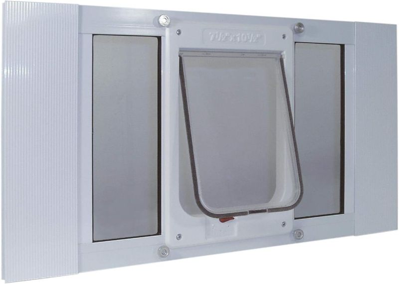 Photo 1 of Ideal Pet Products Aluminum Sash Window Pet Door, Adjustable Width 33" to 38", Chubby Kat, 7.5" x 10.5" Flap Size, White 7-1/2” x 10-1/2” Chubby Kat Window Width: 33" - 38"