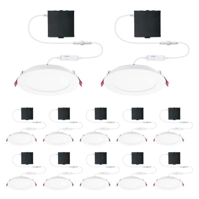 Photo 1 of Commercial Electric 6 in. LED Slim 3 CCT Canless - White - (12-Pack)
