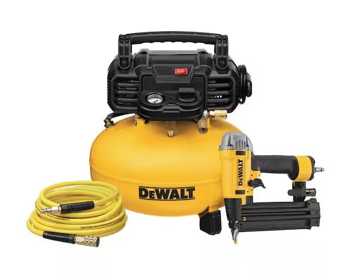 Photo 1 of 6 Gal. 18-Gauge Brad Nailer and Heavy-Duty Pancake Electric Air Compressor Combo Kit
