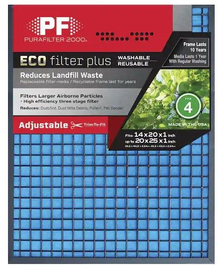 Photo 1 of 14 in. x 20 in. x 1 in. to 20 in. x 25 in. x 1 Adjustable ECO Washable Air Filter FPR4
