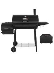 Photo 1 of Royal Gourmet CC1830SC Charcoal Grill Offset Smoker with Cover, 811 Square Inches, Black, Outdoor Camping & Cuisinart CGS-W13 Wooden Handle Tool Set (13-Piece) , Black Gril