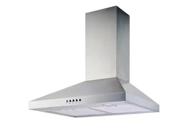 Photo 1 of Siena 30 in. 350CFM Convertible Pyramid Wall Mount Range Hood in Stainless Steel with Charcoal Filter and LED Lighting
