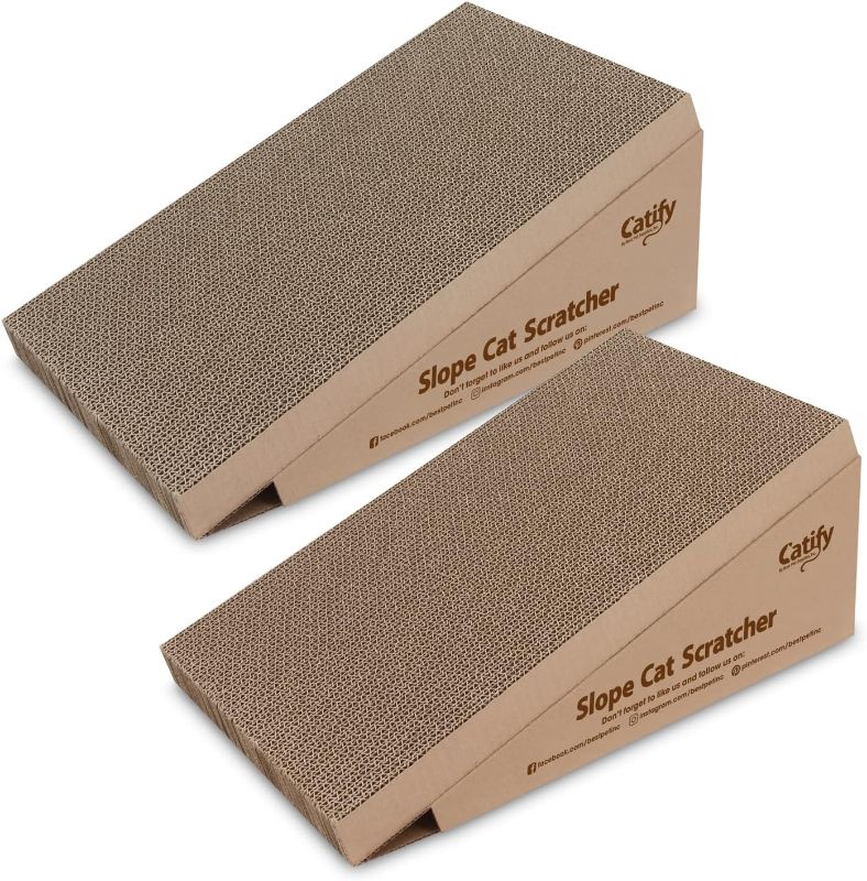 Photo 1 of Catify by Best Pet Supplies, Inc., Inc., Inc., - Slope Cat Scratcher with Catnip (2 Pack), One Size (CTM-08-02) Slope Scratcher (2 Pack) Slope Scratcher (2 Pack)