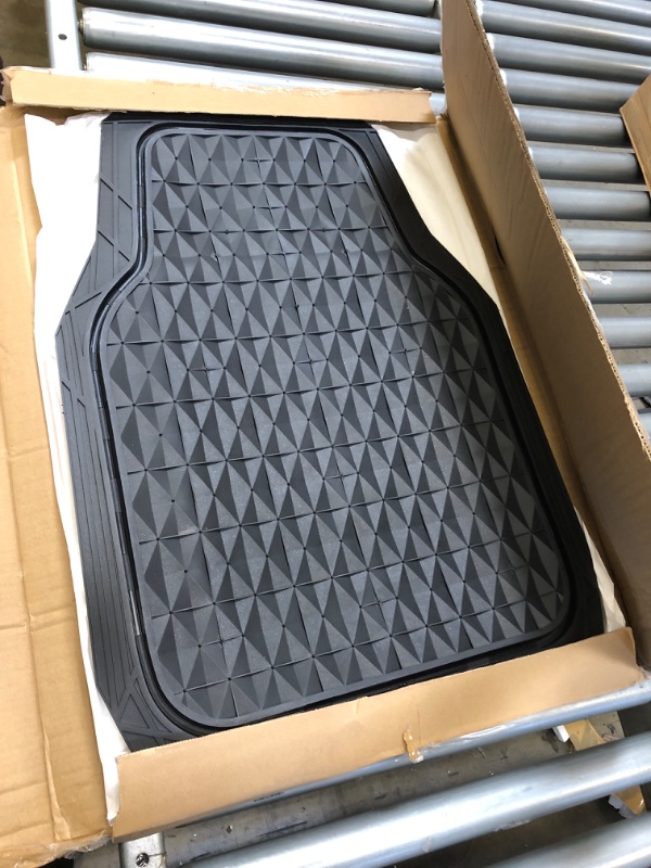 Photo 2 of CAR PASS Heavy Duty Rubber Car Mats, Deep Dish All-Weather Floor Mat for Car Full Set Durable Anti-Slip 3D Rhombus Waterproof Trim to fit Liner Universal Fit Automotive,Sedan,SUV,Truck, 3 Piece Black Front and Rear[3PCS] Black Rubber